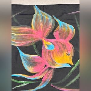 St Lucia Black Vibrant Hand Painted Artistic Scarf